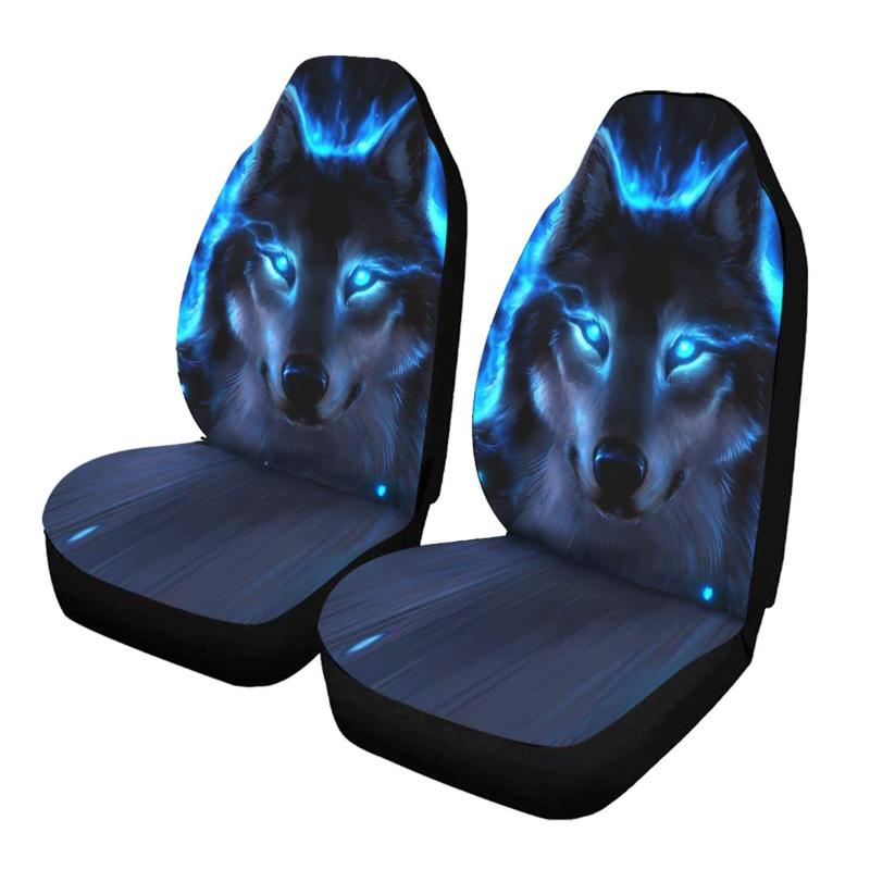 

Car Seat Covers 3D Animal Wolf Printing Universal 2 Seats Protector Cushion Full Cover For Most Cool Style