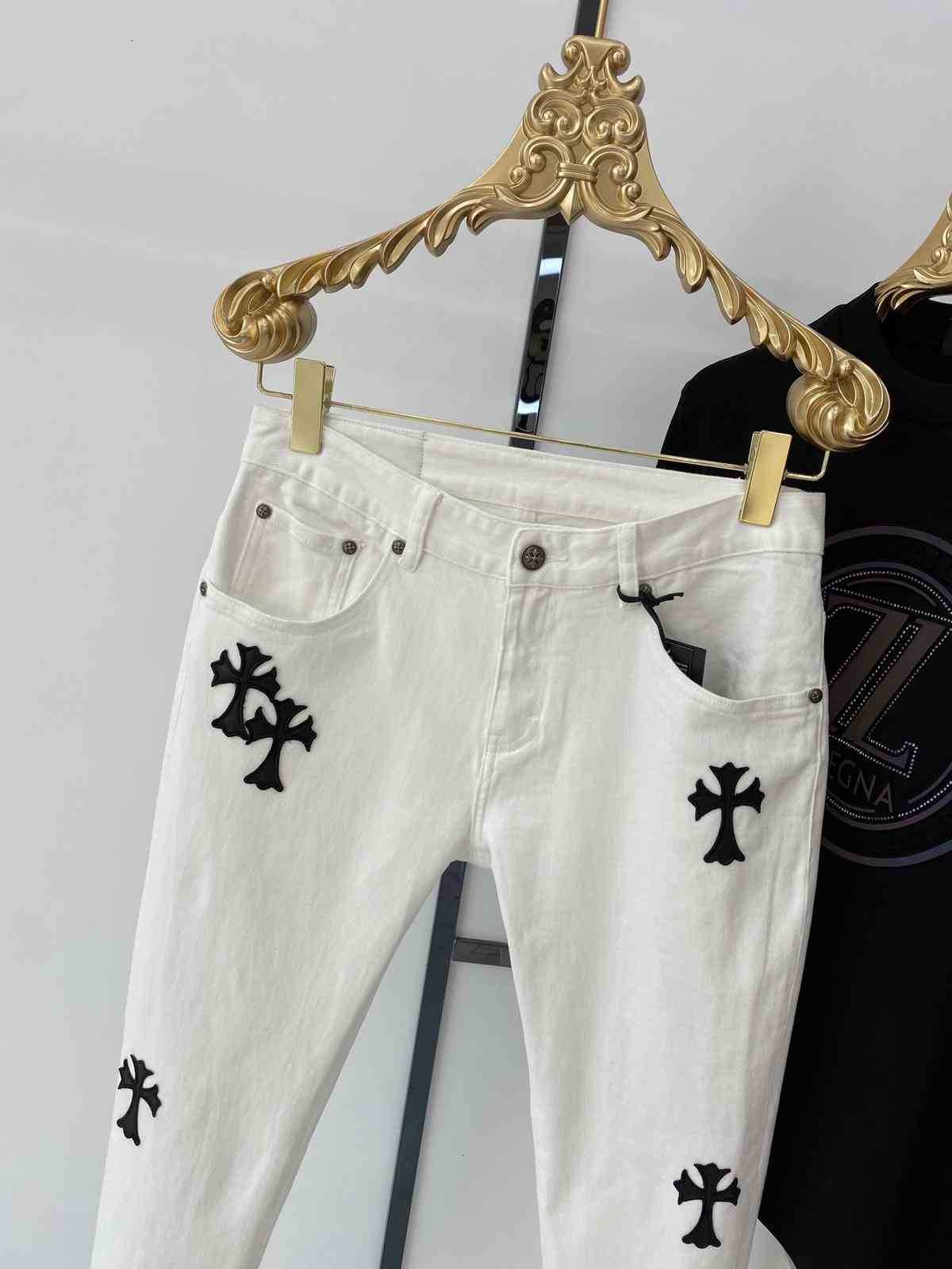

CHROME-HEARTS Chromeh jeans / crosin 21 new embroidered cross casual pants, Blue