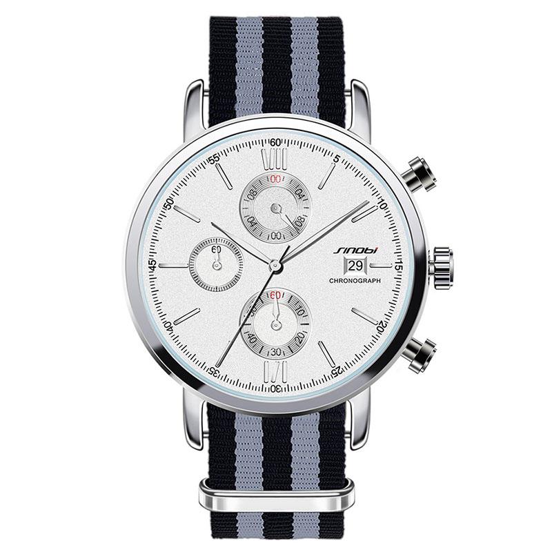 

Wristwatches Brand Fashion Leisure Men Watch Luxury Nylon Watchband Multifunctional Waterproof Quartz Business Relogio Masculino, H blue red