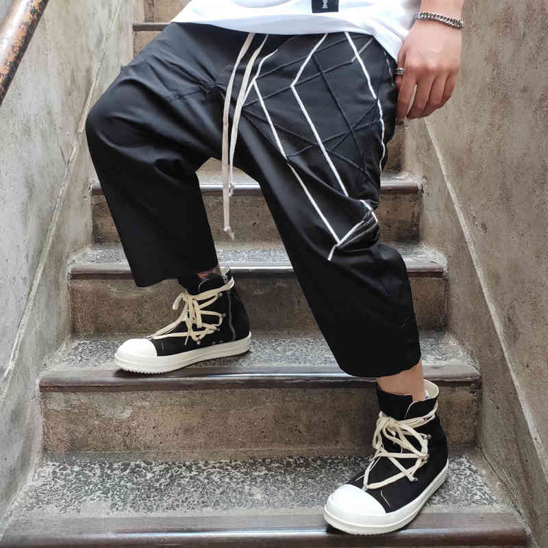 

owen seak men casual harem shorts cotton gothic men's clothing sweatpants summer women knee length loose black short size xl, White;black