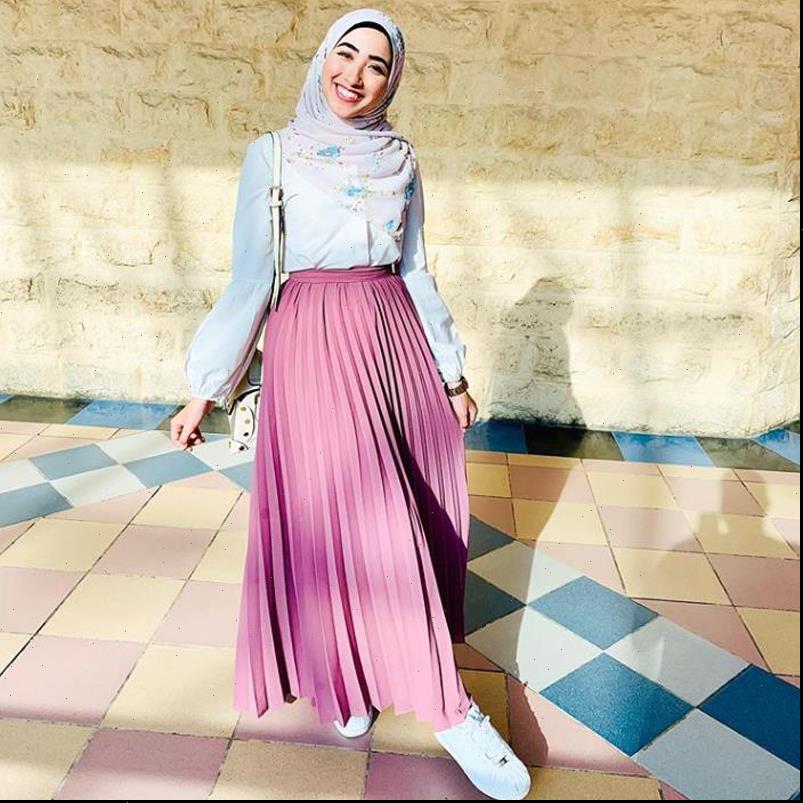 

plus size long pleated abaya womens skirts muslim high waist maxi saia longa for women clothing jupe plissee femme falda, Black