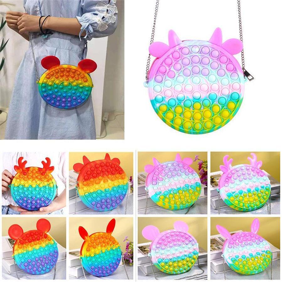 

Fidget Decompression Toys Sensory Fashion Makeup coin purse Push Bubble Rainbow Macaroon Anti Stress Educational Children And Adults Toy Girl gifts FY2870