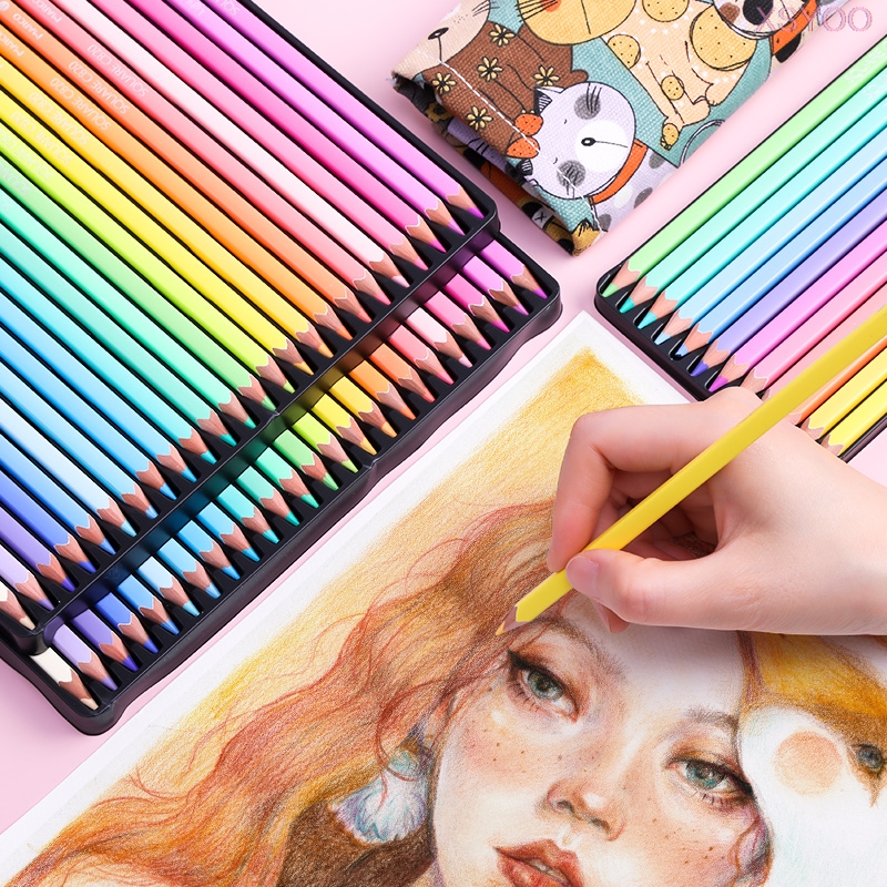 

Marco 12/24Colors Pencils Fashion Pastel Color SQUARE Shape Pencil lapis de cor Colored Pencils for School Student kids gifts