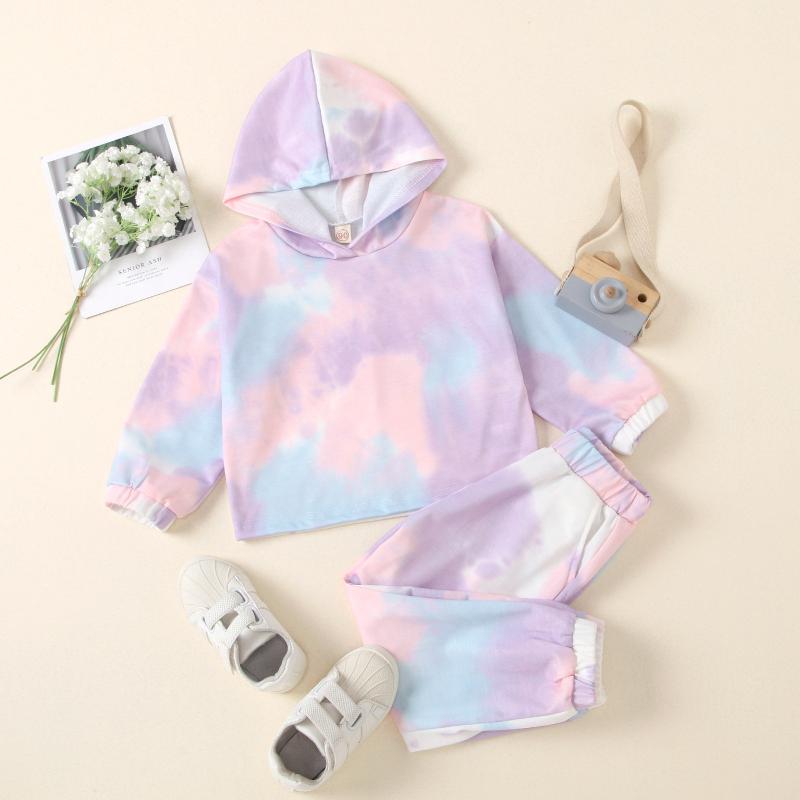 

Clothing Sets Fashion Baby Children For Girls Hooded Sweater Spring Girl Clothes Tie Dye 2pcs 2022, White