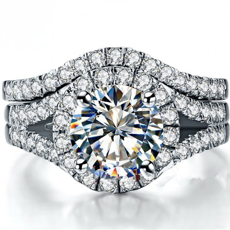 

Romance Set Test Positive 2Ct 8mm D-Color Moissanite Diamond Platinum 950 Engagement Rings for Women