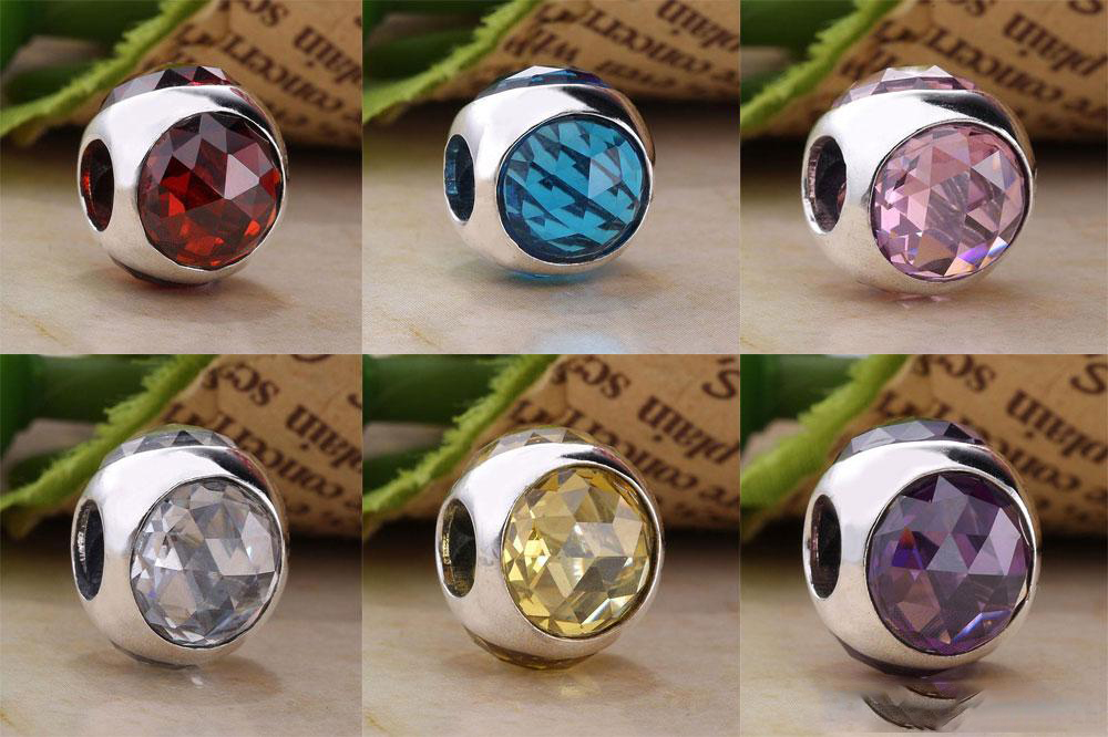

Factory wholesale 100% 925 Sterling Silver Radiant Droplet with Faceted Cubic Zirconia Stone Fits European Jewelry Charm Bracelets