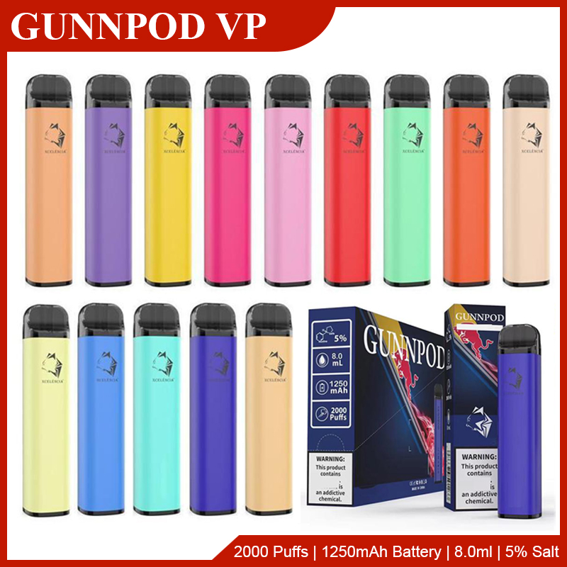 

Gunnpod Disposable E Cigarette with VP Logo 2000 Puffs Vape Pen Stick 1250mAh Battery 8ml Pods Cartridges Gun Pod Electronic Cigarettes Vapes Device