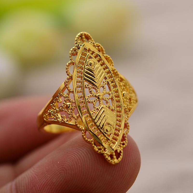 

Cluster Rings Annayoyo Unisex Arab Gold Color Big Wide Men Women Ring ,Wholesale African Party Jewelry Gifts