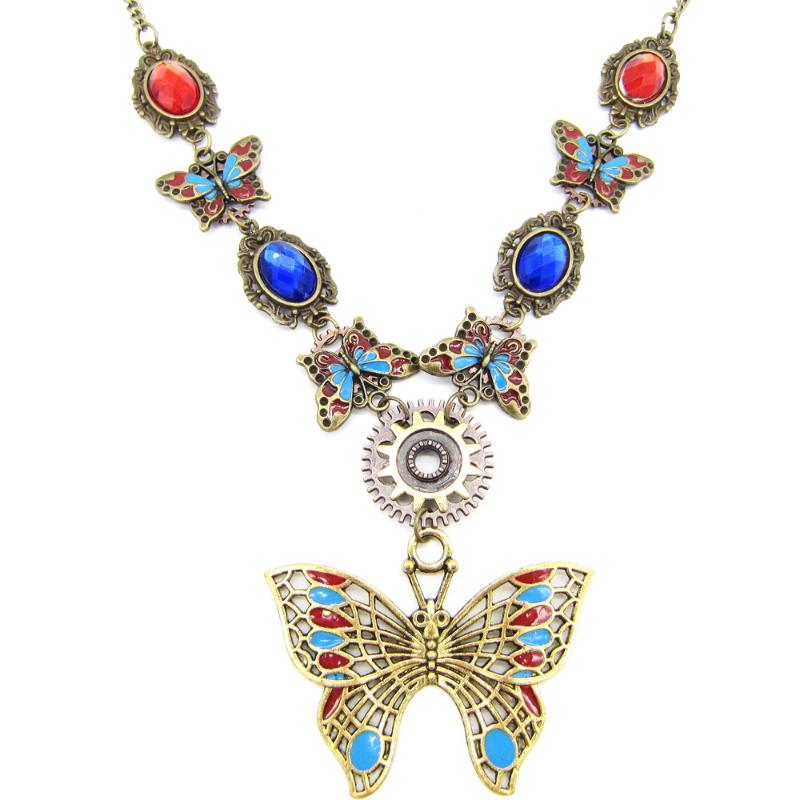 Pendant Necklaces 2021 Cykopv Exclusive Model Colorful Epoxy Butterflies And Crystals Women`s Fashion Necklace-image-702514464