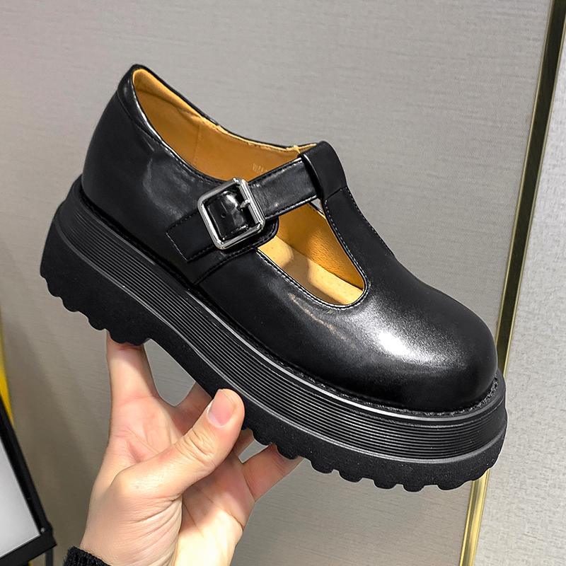 

Dress Shoes Womens Small Leather Female British 2021 Spring Mori Girl Japanese Wild Black Retro Mary Jane Word Buckle