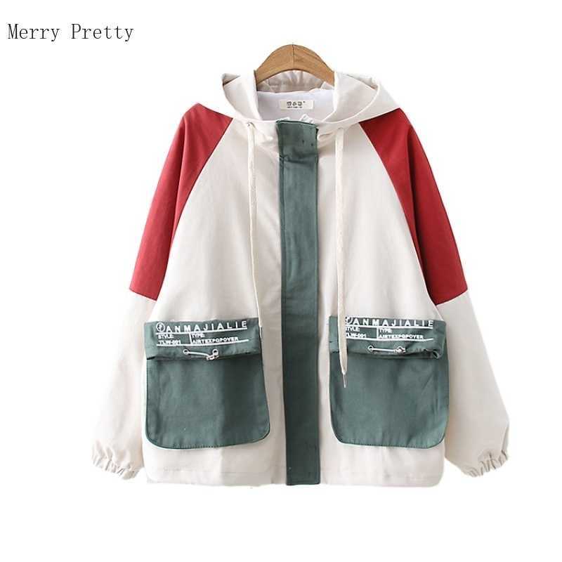 

Letter Print Patchwork Hooded Women Jacket And Coats Summer Zipper Long Sleeve Casual Ladies Basic Outwears 210526