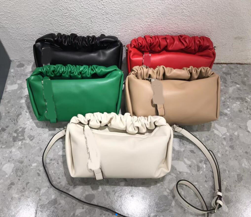 

wan Women Handbag Purse wang scrunchie Ladies Tote Bags High Quality Genuine Leather Cloud Fashion Crossbody Chain Shoulder Bag Flower Clutch Evening Bag, Red