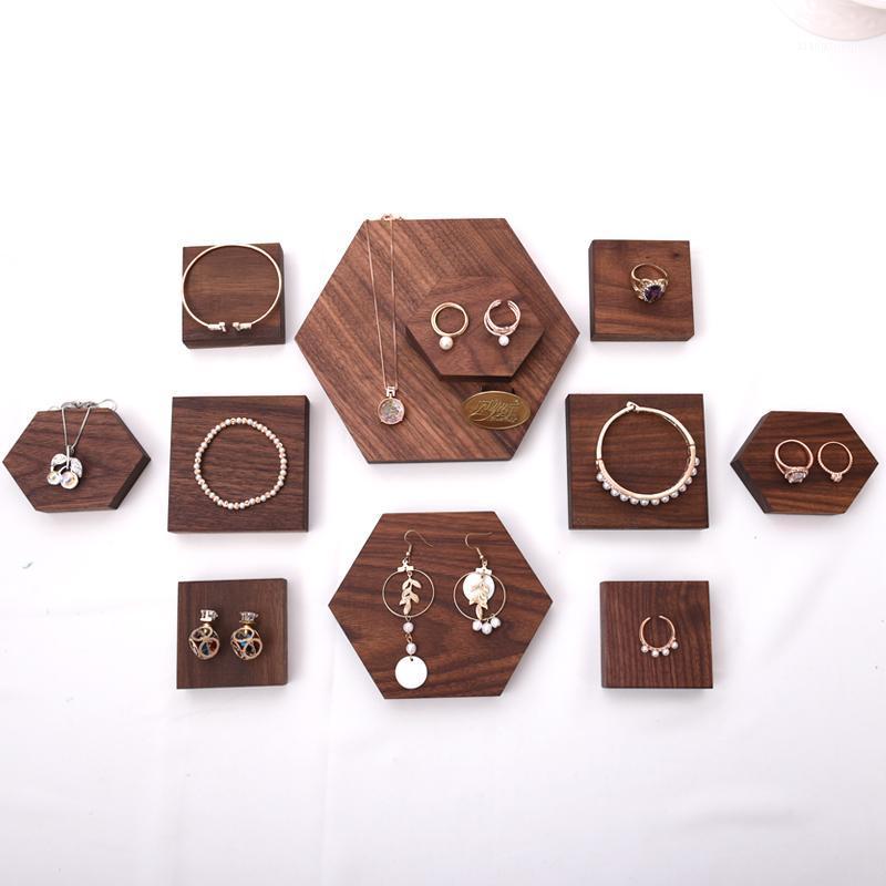 

Jewelry Pouches, Bags Brown Solid Wood Display Blocks Stand Earrings,Pendant, Bracelets, Ring Riser, Pink;blue