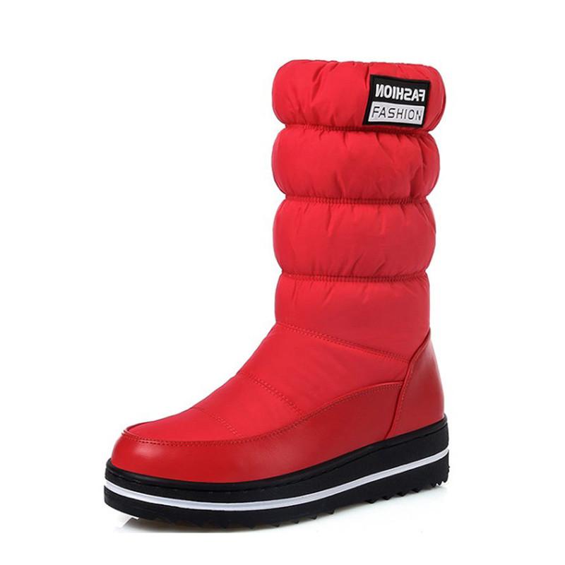 

Boots Mid-Calf Snow Women Waterproof Winter Botas Mujer Platform Warm Cotton Shoes Woman Plus Size 35-44 For, Black