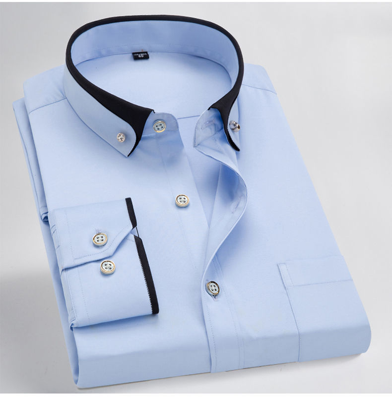 

new arrival Spring commercial easy care shirt male oversize long-sleeve fashion formal high quality plus size -7XL8XL9XL, Black
