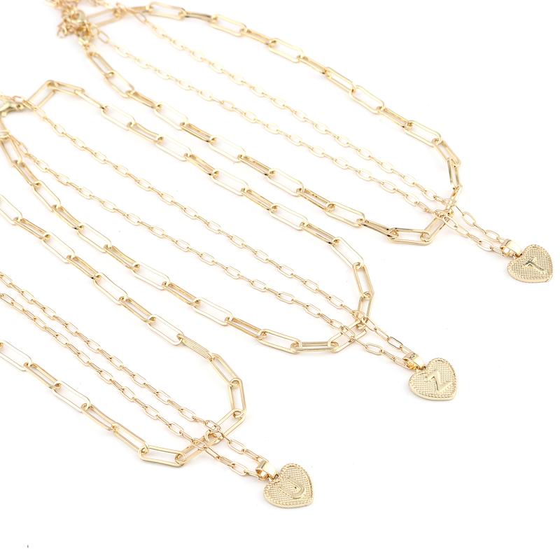 

Chains 1 Piece Cute Heart Initial Necklace Gold Color Letters A-Z 26 Alphabet Pendant For Women Girl Party Jewelry Gift