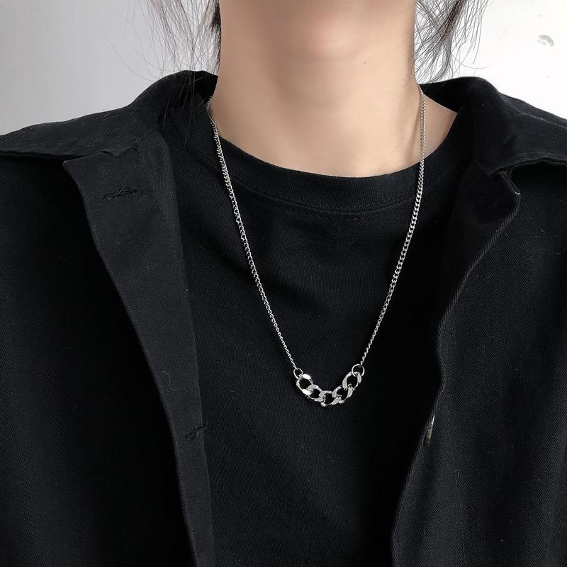 

Chains Splicing Necklaces Women Simplicity Woman Necklace High Quality Light Luxury Clavicle Chain Hip Hop Silver Color Metal Naszyjnik