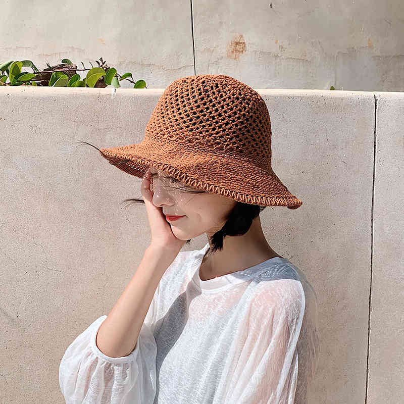 

Hat girl summer wide brim net red fisherman's hat, Pink