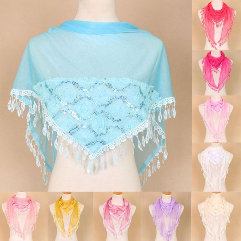 

Scarves Women Lace Tassel Rose Floral Print Hollow Scarf Shawl Sequin Wraps Winter Men All-match European And Am