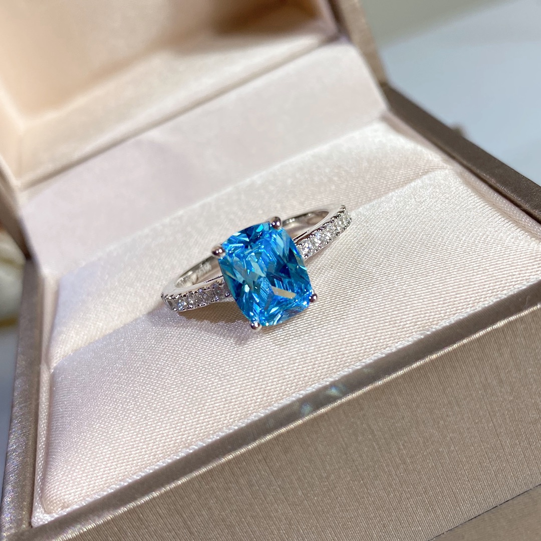 

luxury designer jewelry women 925 sterling silver rings diamond sapphire engagement ring bague dame B brand anello gift original box