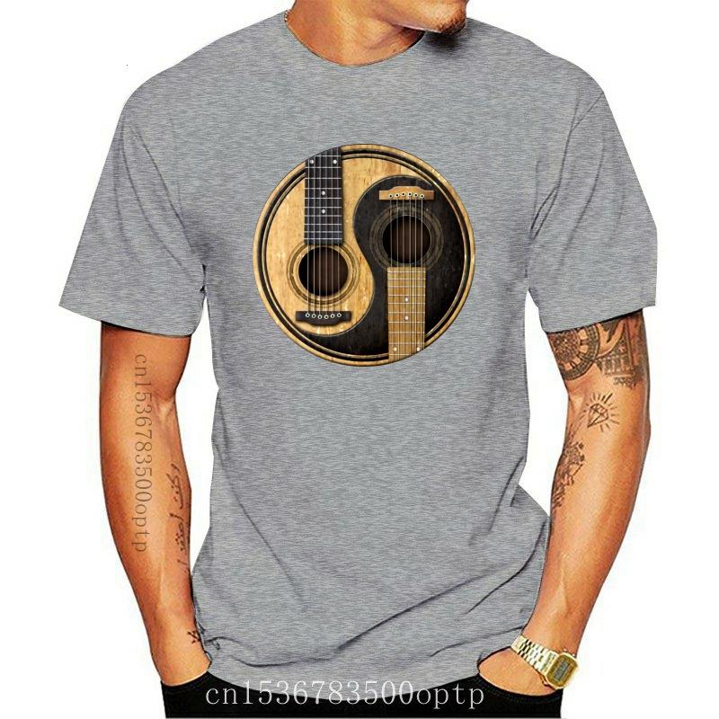 

Men' T-Shirts T Shirt Men 3D Tshirt Yin Yang Guitar Printed Custom Tees 2021 Black Clothes Short Sleeve Vintage Band Tops Fitted