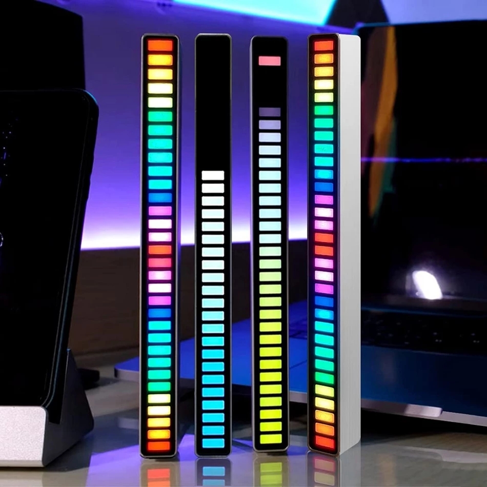 

2021 new computer car sound control lamp RGB sound control music rhythm atmosphere lamp 32 LED 18 color car home decoration lamp