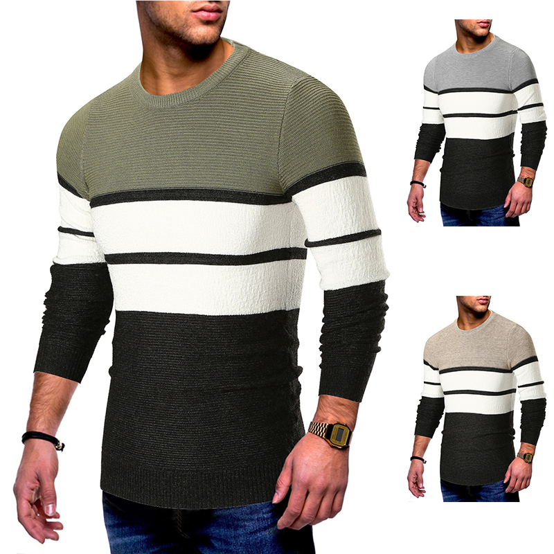 

Men's Pullover Braided Color Block Casual Long Sleeve Sweater Cardigans Crew Neck Fall Winter Khaki Green, White;black