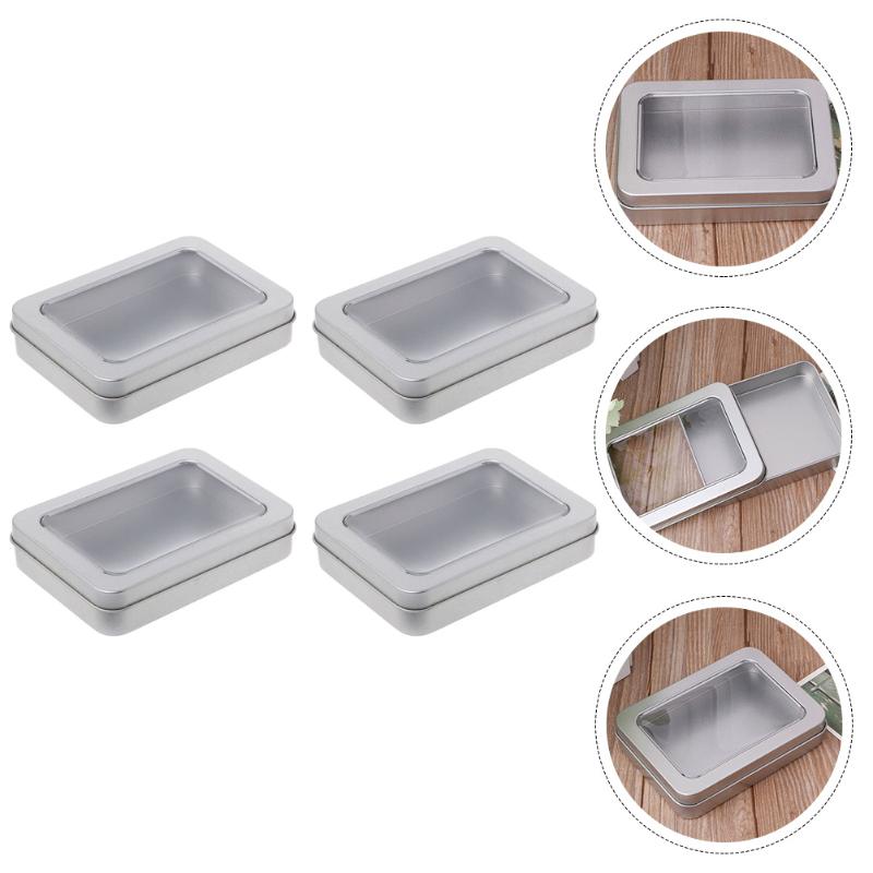 

Storage Bags 4PCS USB Flash Drive Transparent Boxes Tinplate Case Organizer