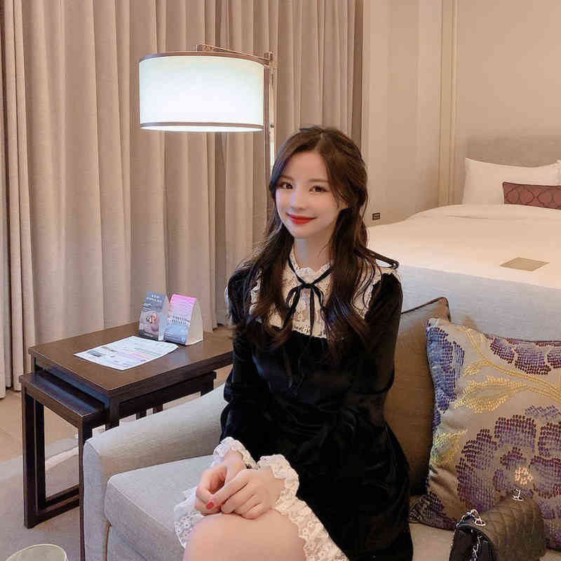 

Autumn Women'S Dress 2021 Velvet Dress Long Evening Female Vintage Maxi Party Oversize Beach Women Dresses Winter Elegant Prom G1223, Black