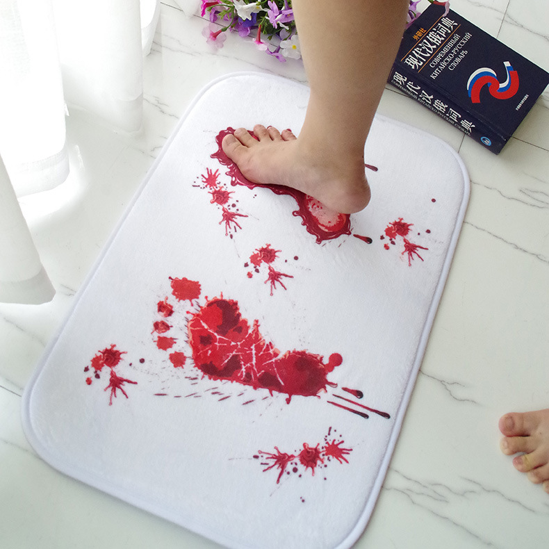 

Halloween Blood footprint anti-slip floor mat Foreign trade creative foot blood stain carpet Horror blood stain