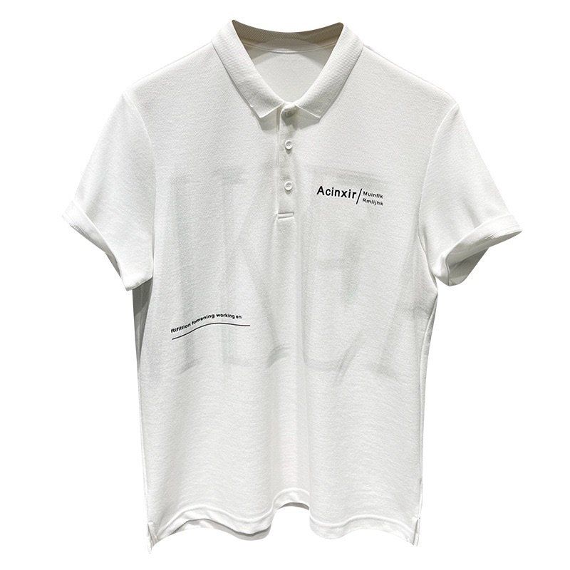 

2021 summer men's trend short-sleeved polo shirt loose handsome letter printing lapel t-shirt, White;black