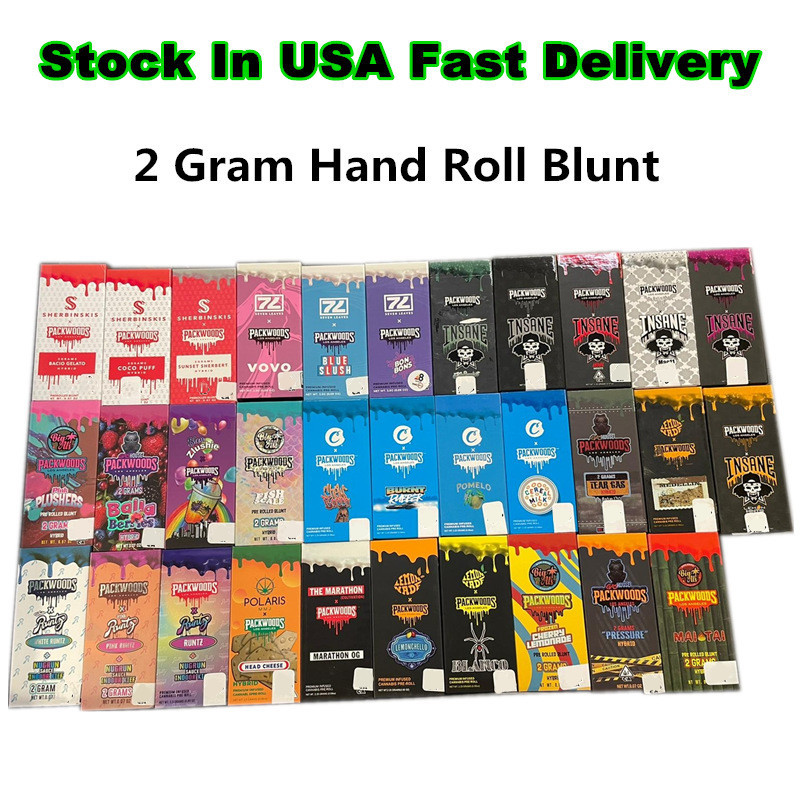 

Packwoods 2 gram flower hand roll blunt with oil and kief package Preroll Joint Packaging