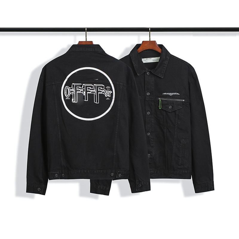 

2022 Fashion Denim Jacket Mens womans off style white Slim Fit Short hip hop Casual black Coats Tops OW clothing arrows letters top quality high Street