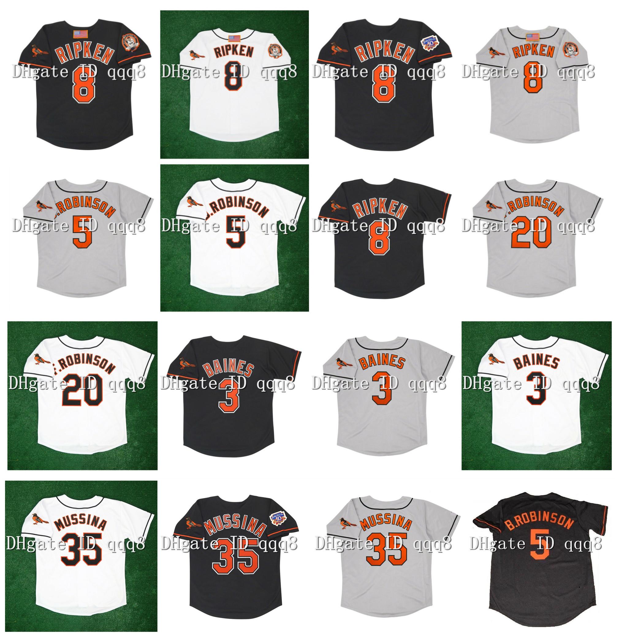 

Vintage 1997 Baseball Jersey 8 Cal Ripken Jr. 5 Brooks Robinson 35 Mike Mussina 25 Rafael Palmeiro 20 Frank Robinson 3 Harold Baines Custom Jerseys, As pic