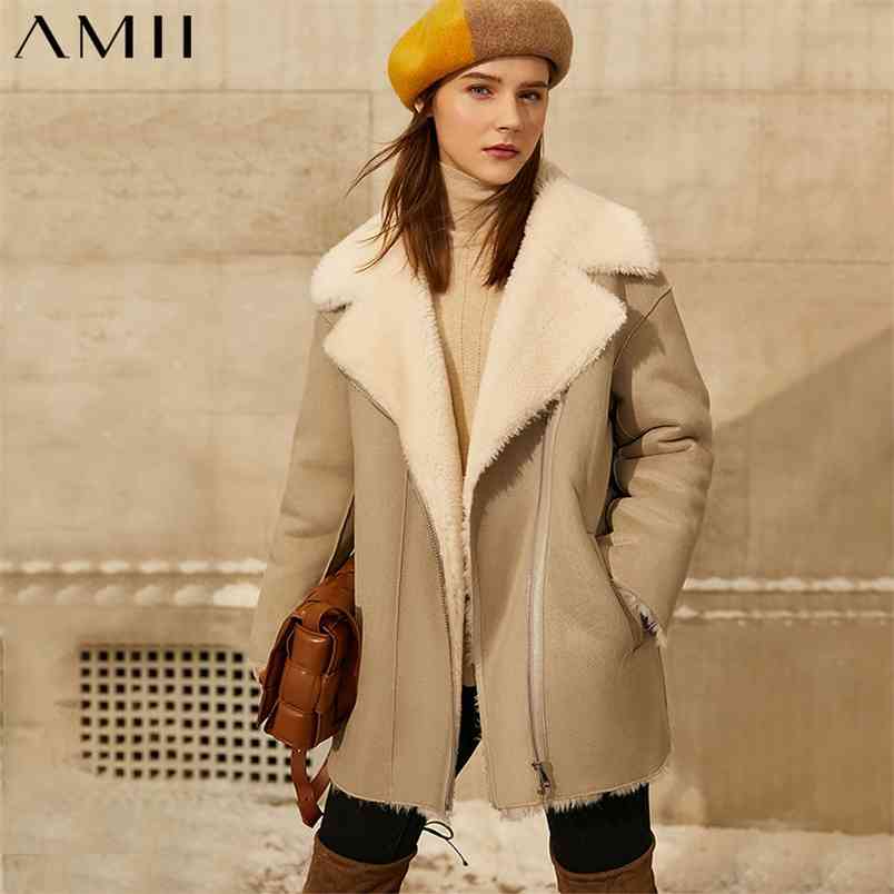 

Minimalism Winter Fur Coat Women Fashion Western style Thick Lapel Zipper Straight Women' Jacket Female 1370 210527, Apricot