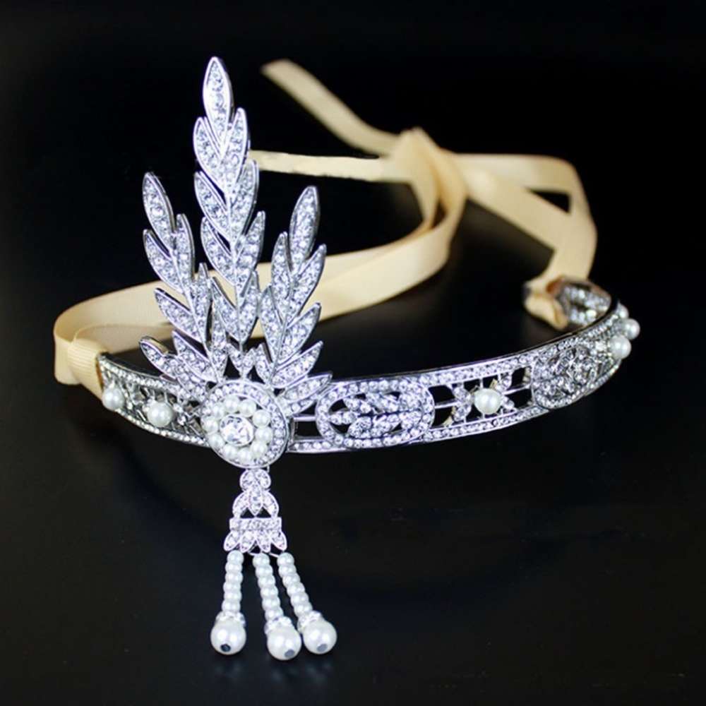 Bridal pearl full diamond crown Great Gatsby the same hair accessories Hairband-image-695859393
