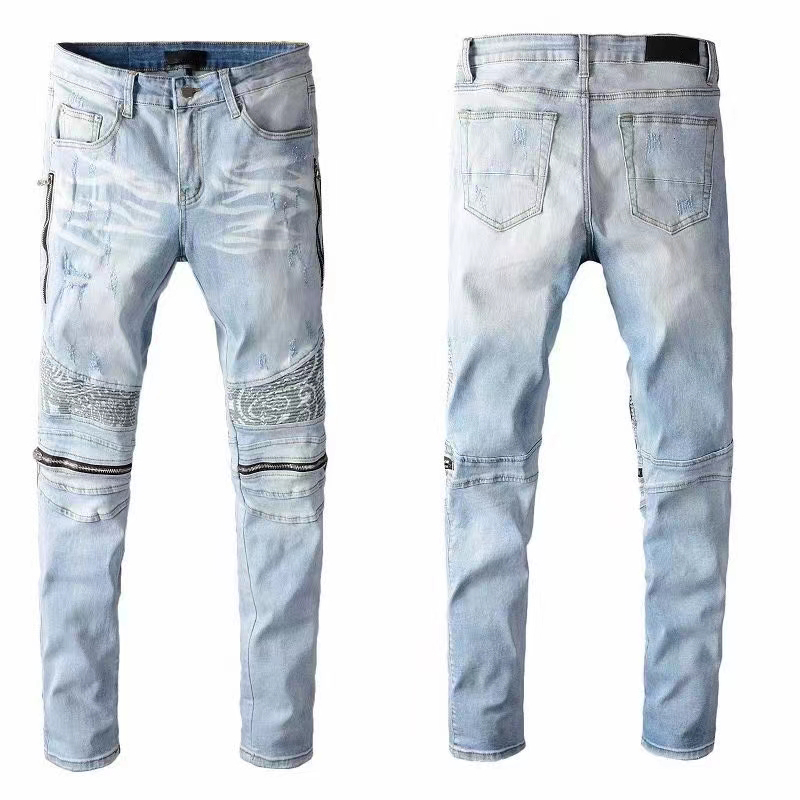 

Mens Jeans Skinny Distress Ripped Destroyed Stretch Denim Jeans white Black Blue Slim Fit Hip Hop Pants Biker denim For Men Top Quality, Pay for extra postage