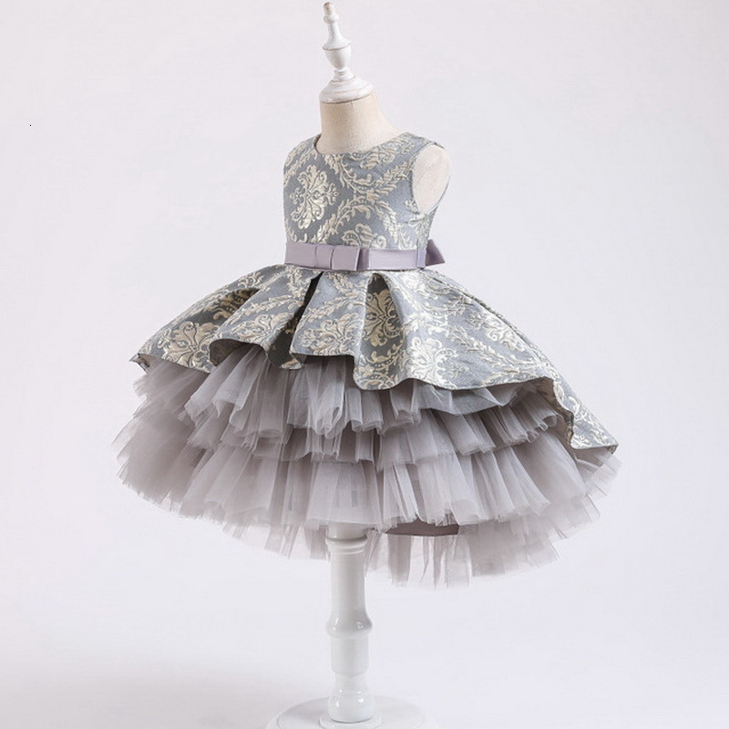 

Girl's Dresses Summer Kids Girls es Sleeveless Bow High Low Princess for Party Wedding Piano Perform Clothes E2171 P7BS, Pink 2