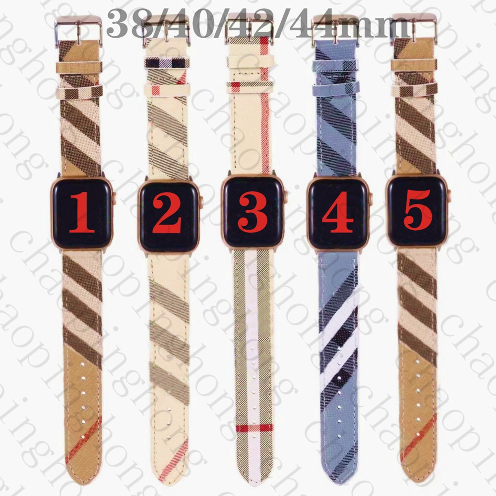 

Luxury Designer Watchbands Watch Strap 42mm 38mm 40mm 44mm For iwatch 2 3 4 5 Bands British Style Striped Plaid Pattern Fashion Stripes
