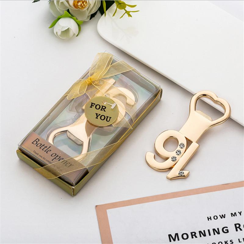 

Party Decoration Digital Rhinestone Bottle Opener Birthday 12 15 16 18 50 Years Creative Gold Decorations Gift