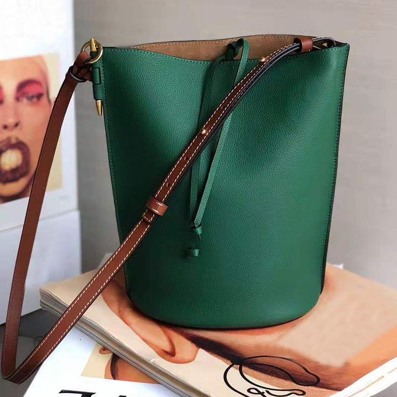 

Evening Bags Female Bag 2022 Net Celebrity Same Style Leather Bucket Head Layer Cowhide Single Shoulder Messenger