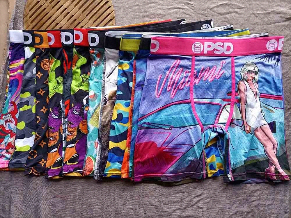 

wholesale Random styles PSD underwear Men unisex boxers sports Floral hiphop skateboard street fashion streched legging MIX COLOR M/XL W7Oc#, Mixed colore(without bag)