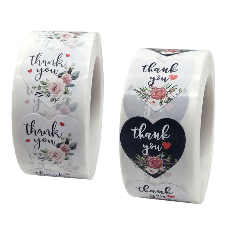 

500pcs Heart Thank You Stickers Gold Foil Seal Label Scrapbooking Wedding Decoration Stationery Sticker Wall