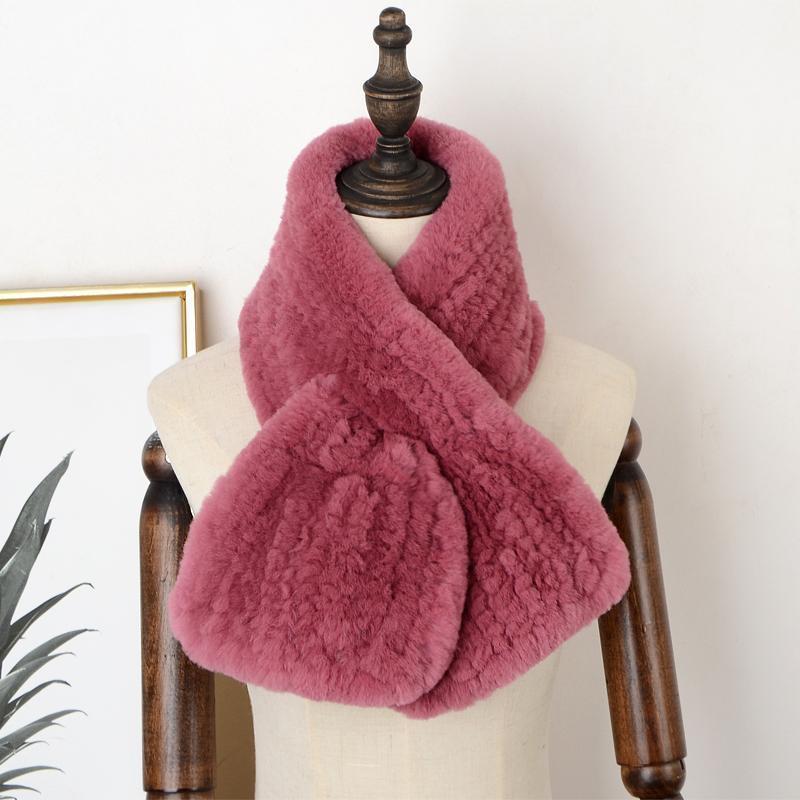

Rex Fur Scarf Female Winter Korean Warm Weaving Solid Color Double-sided Thickening1