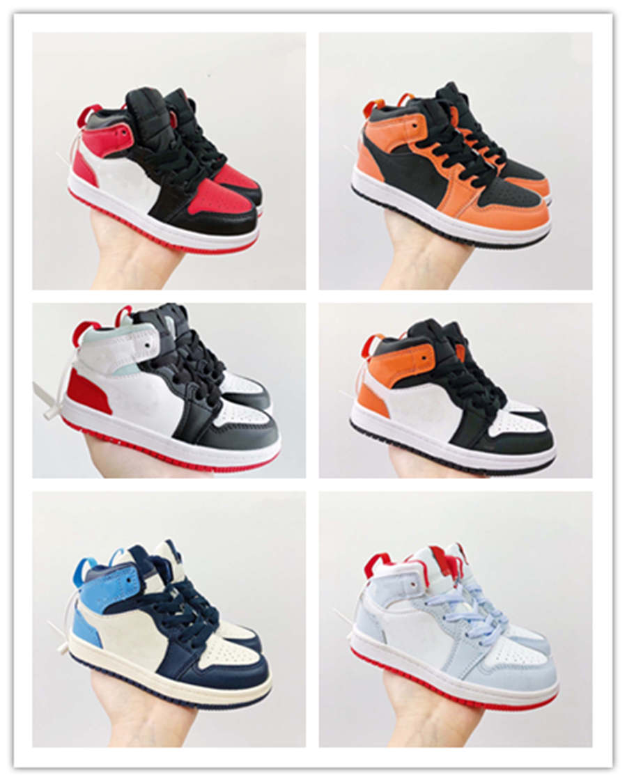 

Infants Kids Shoes jumpman 1 Black Aurora Green Opti Yellow J I Orange Volt Chicago Black Toe Mismatch Theme Floral Embroidery Sneakers
