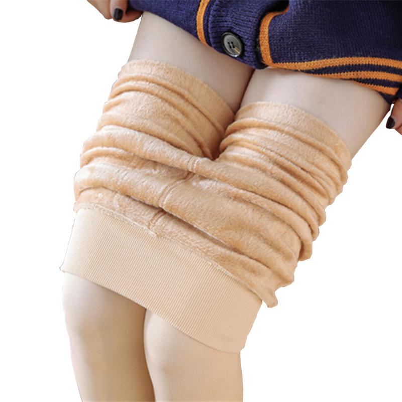 

Sports Socks Winter Thermal Stocking With Fleece Women Leisure Plus Size Slim Pantyhose Thick Keep Warm Long, Skin half foot