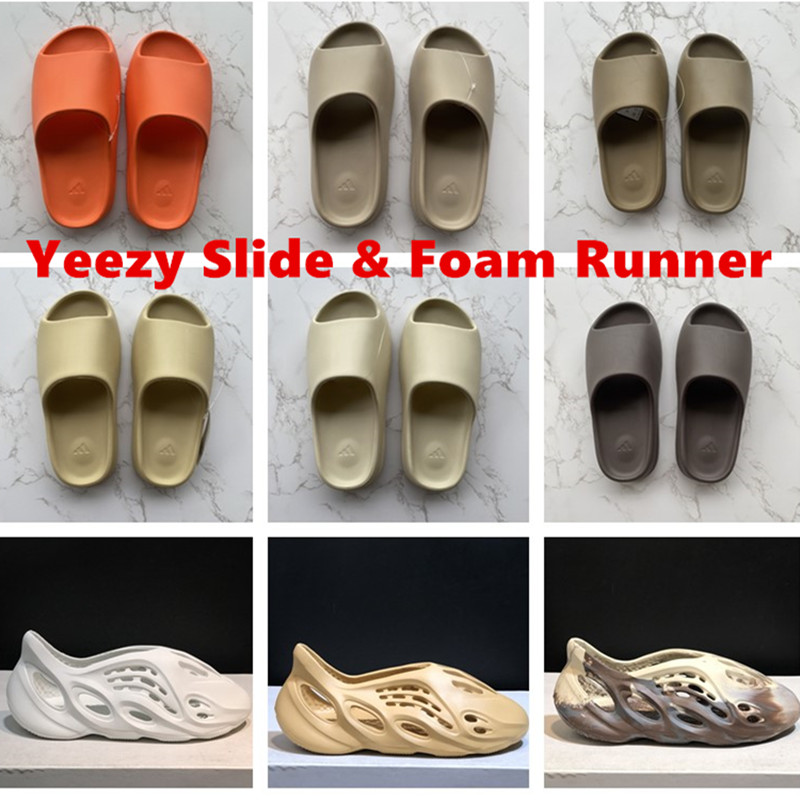 

Slide Slippers Foam Runner Moon Gray Ararat Ochre Bone White Summer Fashion Earth Brown Resin Desert Sand Core Pure Soot Flat Slides Men Women Beach Causal Sandals, Foam runner ararat