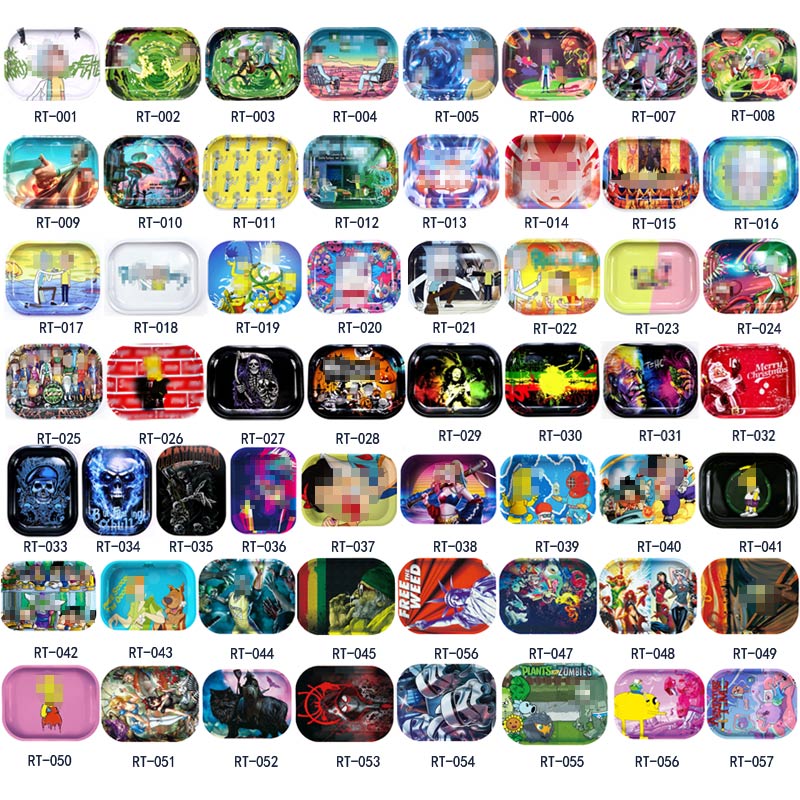 

57 types Rolling Tray 18x14CM Metal Tobacco Storage Plate bag Hand Roller Roll Tin Case Trays DHL Free