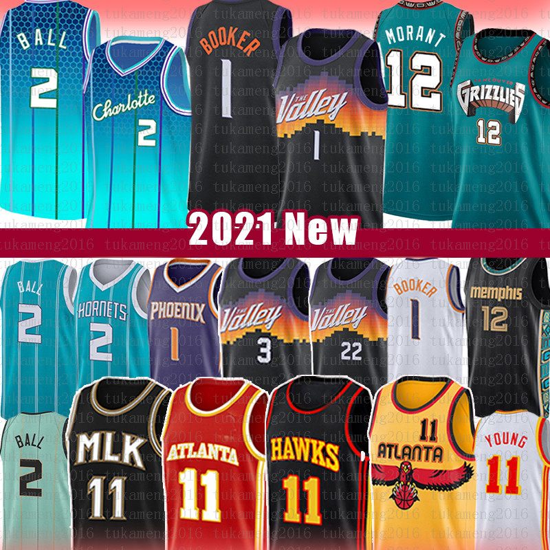 

LaMelo 2 Ball Devin 1 Booker Ja 12 Morant Basketball Jersey Trae Chris Young DeAndre Paul Ayton Memphi Phoenixs Grizzlie Sun Atlantas Charlottes Hawk Hornet Jerseys