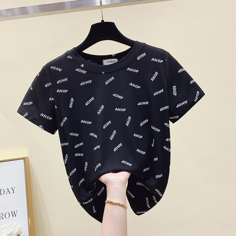 

Women' Blouses & Shirts Fashion 2021 Summer Woman Short Sleeve T-Shirts Casual O-Neck Character Tops Female Clothing Lady Top, Orange